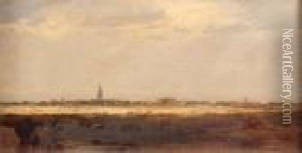 Panoramic View Of Yarmouth From The Marshes Oil Painting - Henry Bright