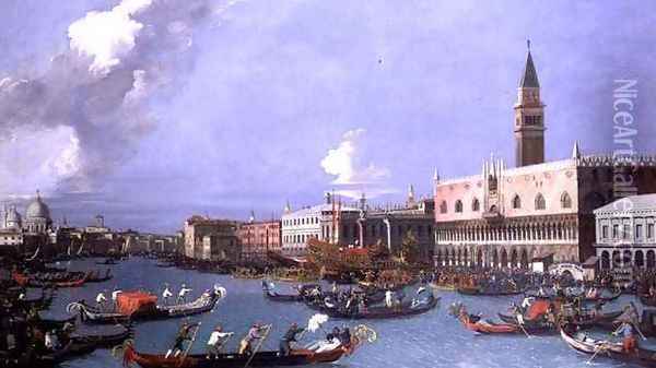 The Bucintoro returning to the Molo on Ascension Day Venice Oil Painting - William James