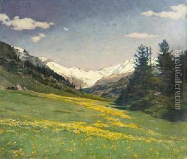 Bergfruhling Im Fextal, Oberengadin Oil Painting - Emil Schulze