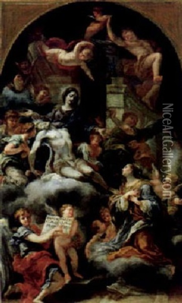 Pieta Mit Engeln Oil Painting - Giacomo del Po
