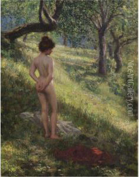 Akt Im Wald (nude In A Glade) Oil Painting - Hermann Moest