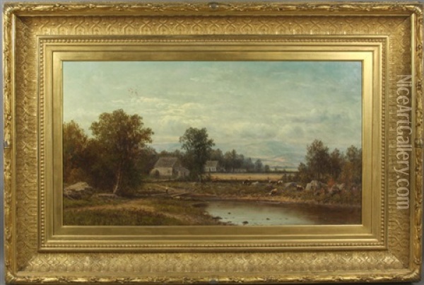 New England Farm Scene Oil Painting - Charles Wilson Knapp