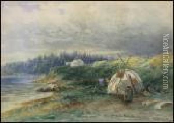 Indians Around A Wigwam Oil Painting - Frederick Arthur Verner