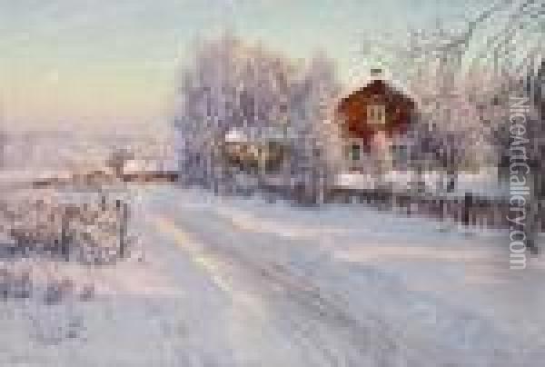 Vinterdag Oil Painting - Anshelm Schultzberg