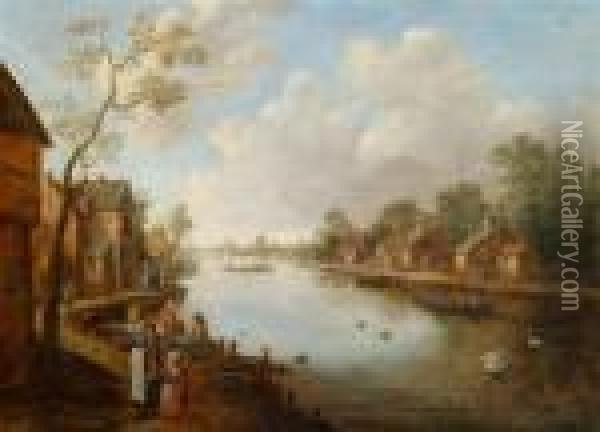 Hollandische Kanallandschaft Oil Painting - Joost Cornelisz. Droochsloot