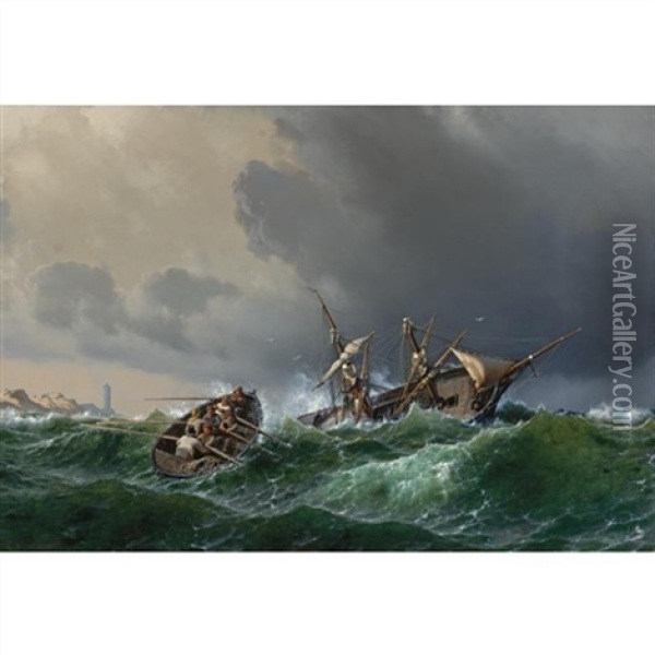 Abandon Ship: The Revenge Of The Sea Oil Painting - Carl Johann Neumann