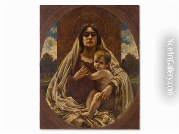 Madonna Oil Painting - Karl Gampenrieder