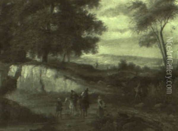 Figures In A Landscape Oil Painting - Pieter Bout