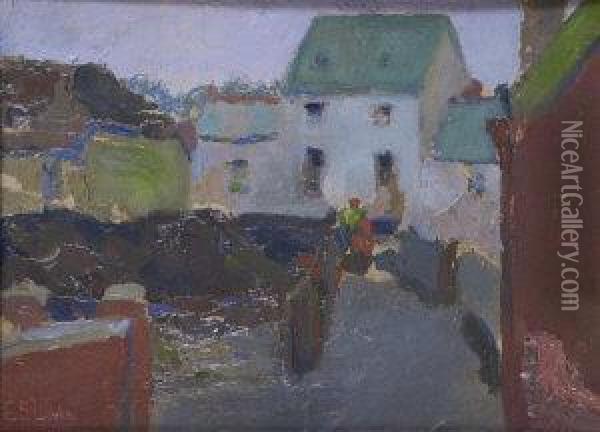Breton Village Oil Painting - Edward S. Lowe