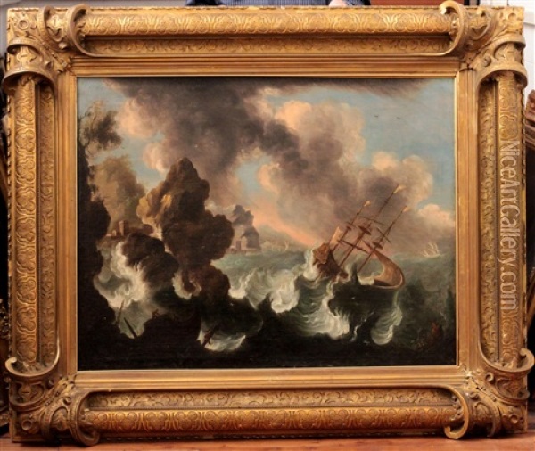 Navire Dans La Tempete Oil Painting - Cornelis Mahu
