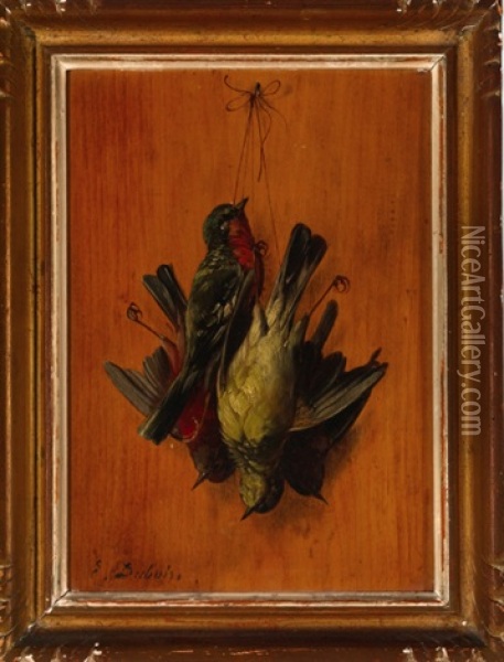 Pair Of Avian Trophees Oil Painting - Ernest Henri du Bois