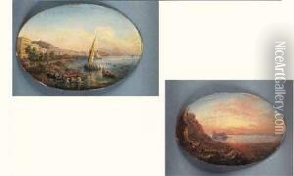 < Paysans A Capri >. Oil Painting - Auguste Etienne Fr. Mayer