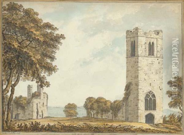 The Augustinian Abbey, Adare; And Slane Abbey, Co. Meath(illustrated) Oil Painting - William Louis, Rev. Beaufort