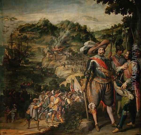 The Reconquest of St. Kitts, 1629 Oil Painting - Felix Castello