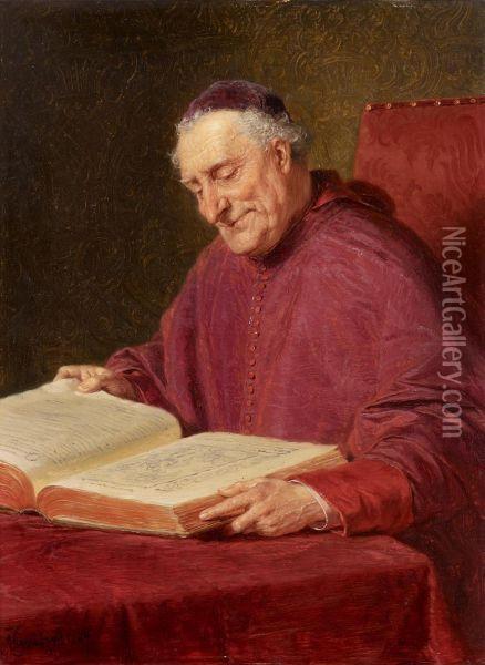 Cardinal At Study Oil Painting - Eduard Von Grutzner