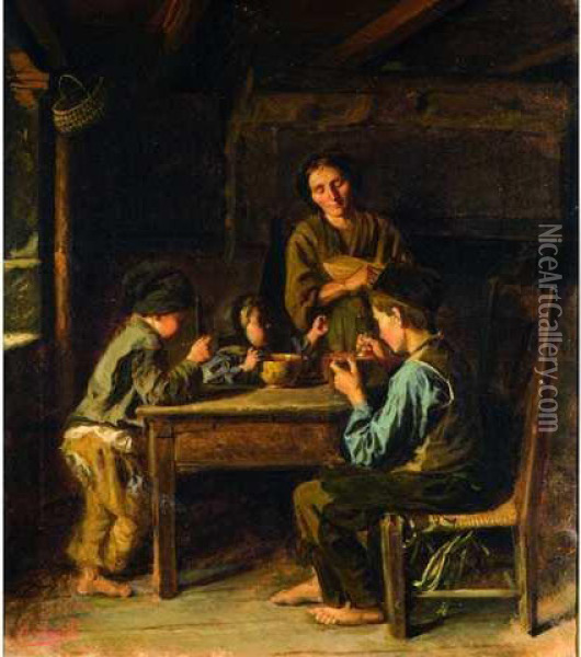 La Famille Du Bucheron Oil Painting - Edouard D' Apvril