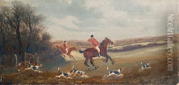 Hunting Scene (+ 3 Others; Set Of 4) Oil Painting - Charles Faulkner