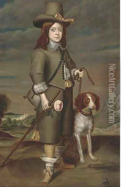 Portrait of a boy, full-length Oil Painting - Anglo-Dutch School