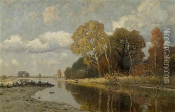 Weite Uferlandschaft Oil Painting - Otto Gampert