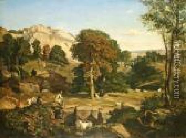 Paesaggio Con Pastore E Gregge Oil Painting - Auguste-Paul-Charles Anastasi
