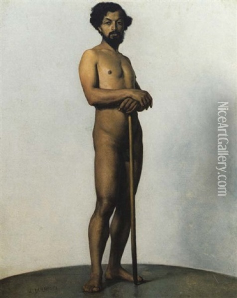Nudo Maschile Accademico Oil Painting - Leopold Durangel