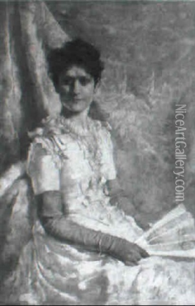 Portrait Of Emma Fenton Voorhees Oil Painting - Warren B. Davis