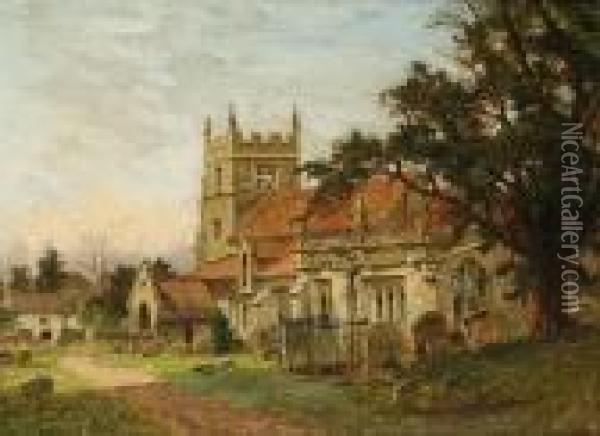 Claines Church, Warwickshire Oil Painting - Benjamin Williams Leader