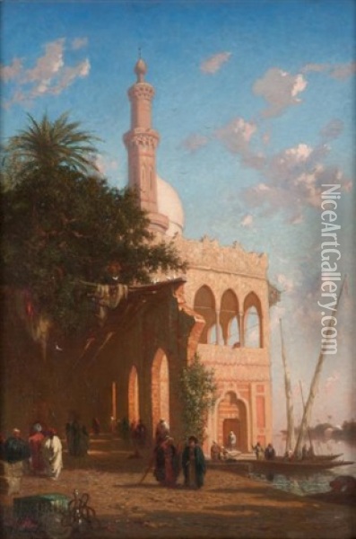 Mosquee, Bord Du Nil Oil Painting - Narcisse Berchere