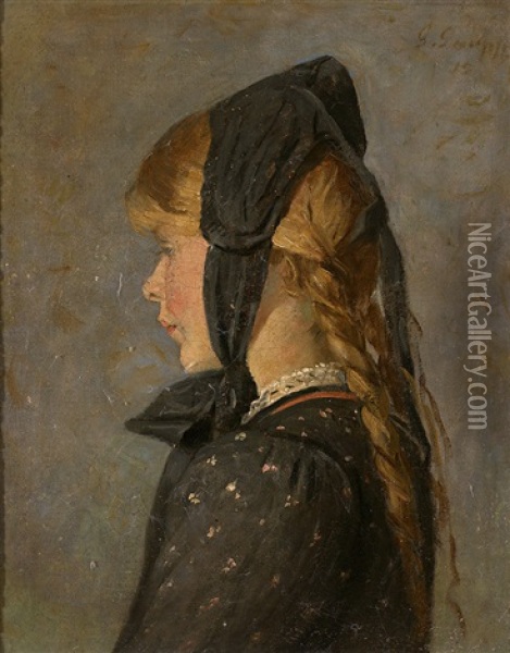 Portrait Eines Blonden Madchens In Tracht Oil Painting - Gustav Adolf Gaupp