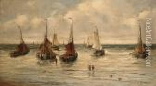 Fishing Boats Coming In Oil Painting - Hendrik Willem Mesdag