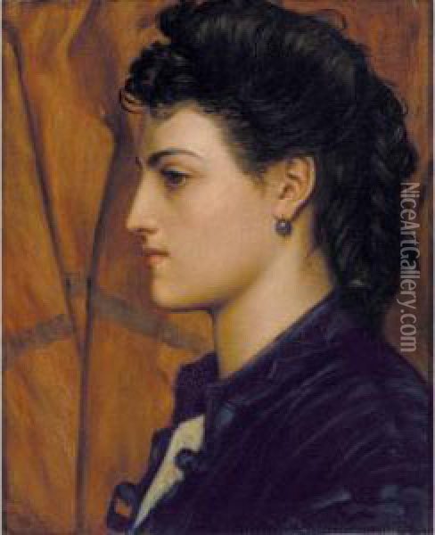 Head Of An Italian Girl Oil Painting - Valentine Cameron Prinsep