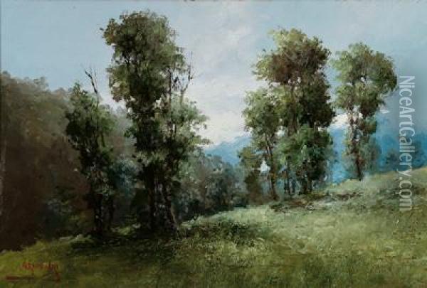 Nebbio E Sole Montagne Oil Painting - Giuseppe Cavalleri