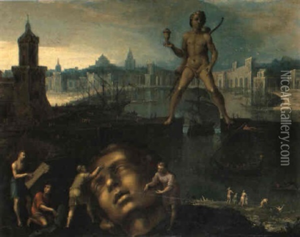 Il Colosso Di Rodi Oil Painting - Louis de Caullery