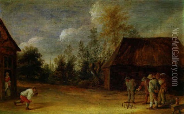 Bauern Beim Kegelspiel Oil Painting - Thomas Van Apshoven