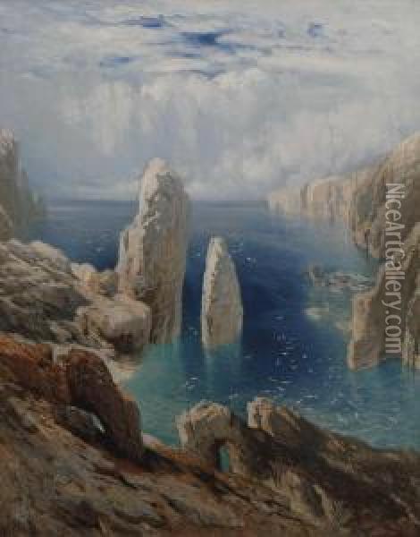 Felsige Meeresbucht Oil Painting - August Schaeffer von Wienwald