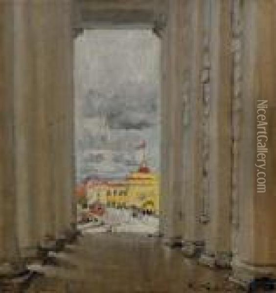 View Of Smolnyi Palace, St. Petersburg Oil Painting - Boris Kustodiev