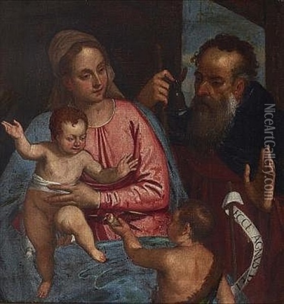 Heilige Familie Mit Dem Johannesknaben Oil Painting - Polidoro da Lanciano