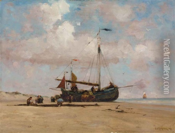 The Beached Boat Oil Painting - Stephen Salisbury Tuckerman