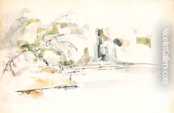 Au bord de l'eau Oil Painting - Paul Cezanne
