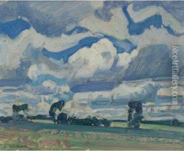 Fields And Sky Oil Painting - James Edward Hervey MacDonald