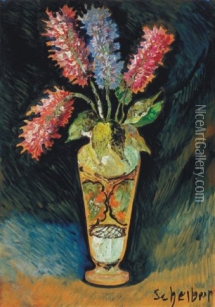 Flowers In A Vase Oil Painting - Hugo Scheiber