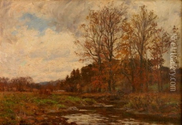 Fall Landscape With Stream Oil Painting - William Merritt Post