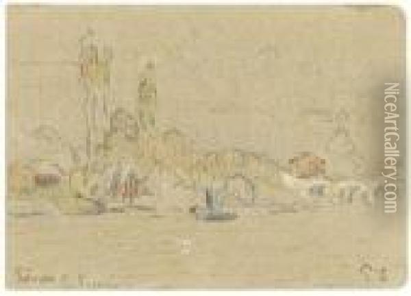 La Seine Pres Des Sevres Oil Painting - Paul Signac