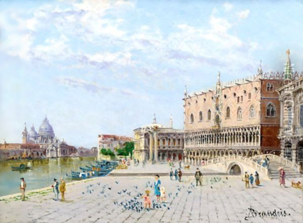 View Of The Palazzo Ducale With The Santa Maria Della Salute Oil Painting - Antonietta Brandeis