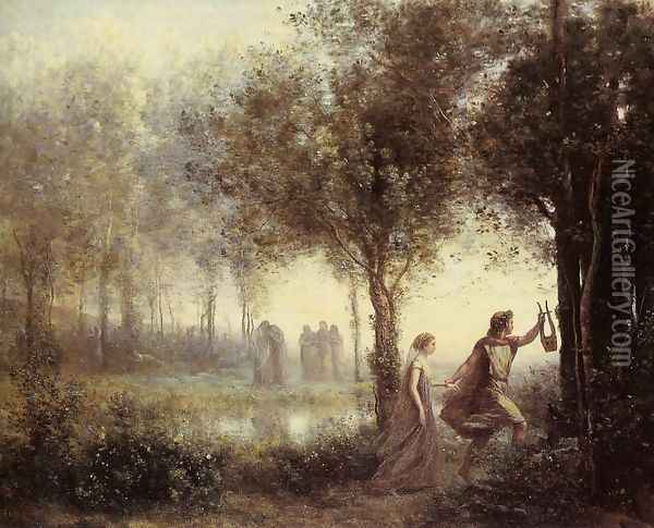 Orpheus Leading Eurydice from the Underworld, 1861 Oil Painting - Jean-Baptiste-Camille Corot