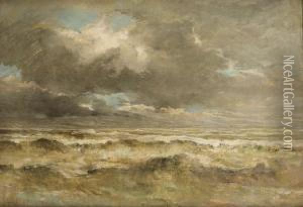 Marine Bij Bewolkte Hemel Oil Painting - Louis Artan De Saint-Martin
