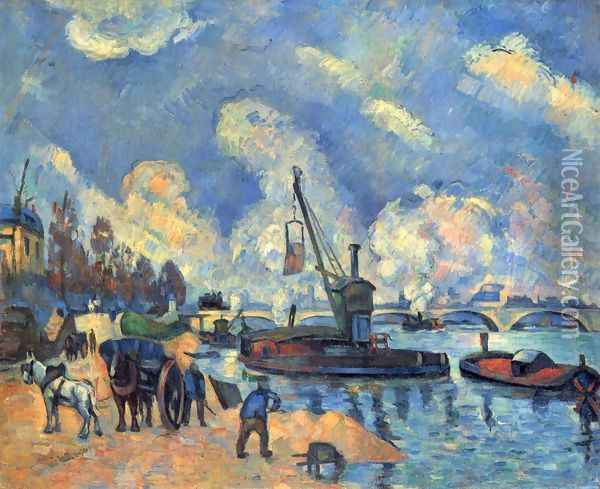 The Seine with Bercy, painting after arm and Guillaumin Oil Painting - Paul Cezanne