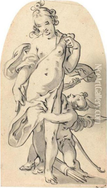 Venus And Cupid Oil Painting - Hans Von Aachen