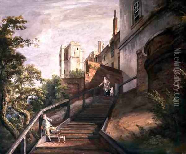 Part of the Hundred Steps and Winchester Tower, Windsor Castle Oil Painting - Paul Sandby
