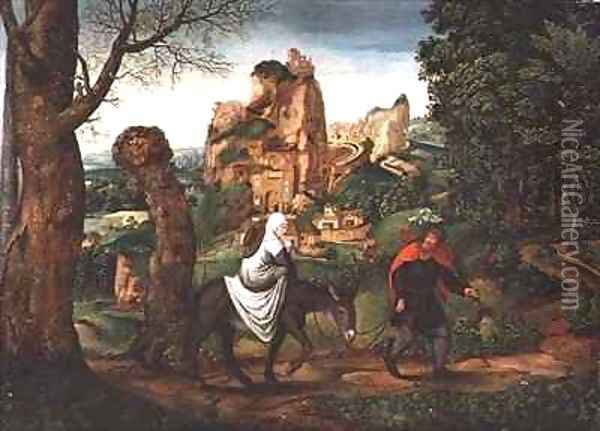 The Flight into Egypt Oil Painting - Lucas Gassel